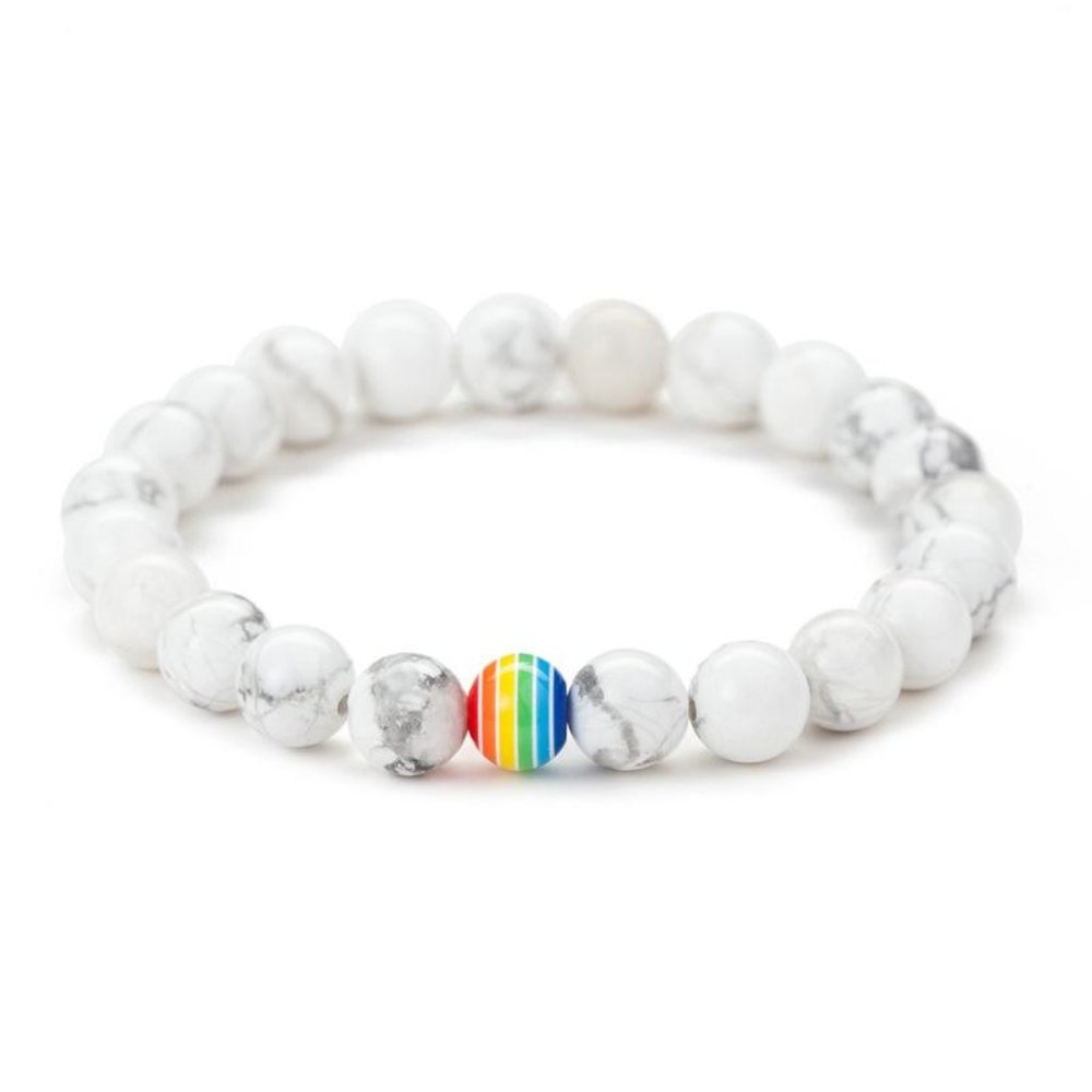 Howlite Pride Rainbow Beaded Bracelet